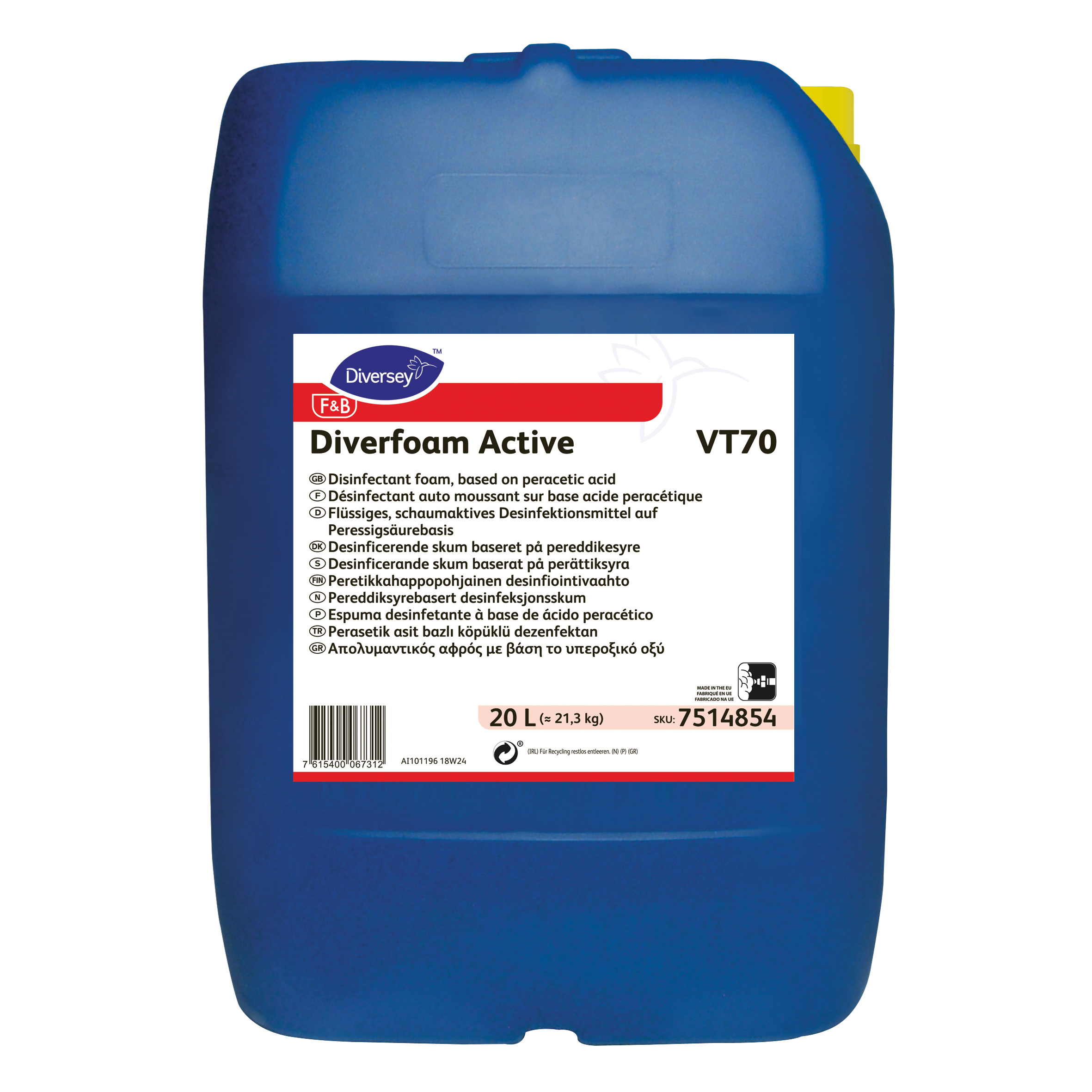 Diverfoam Active VT70 20L - Désinfectant auto moussant sur base acide peracétique