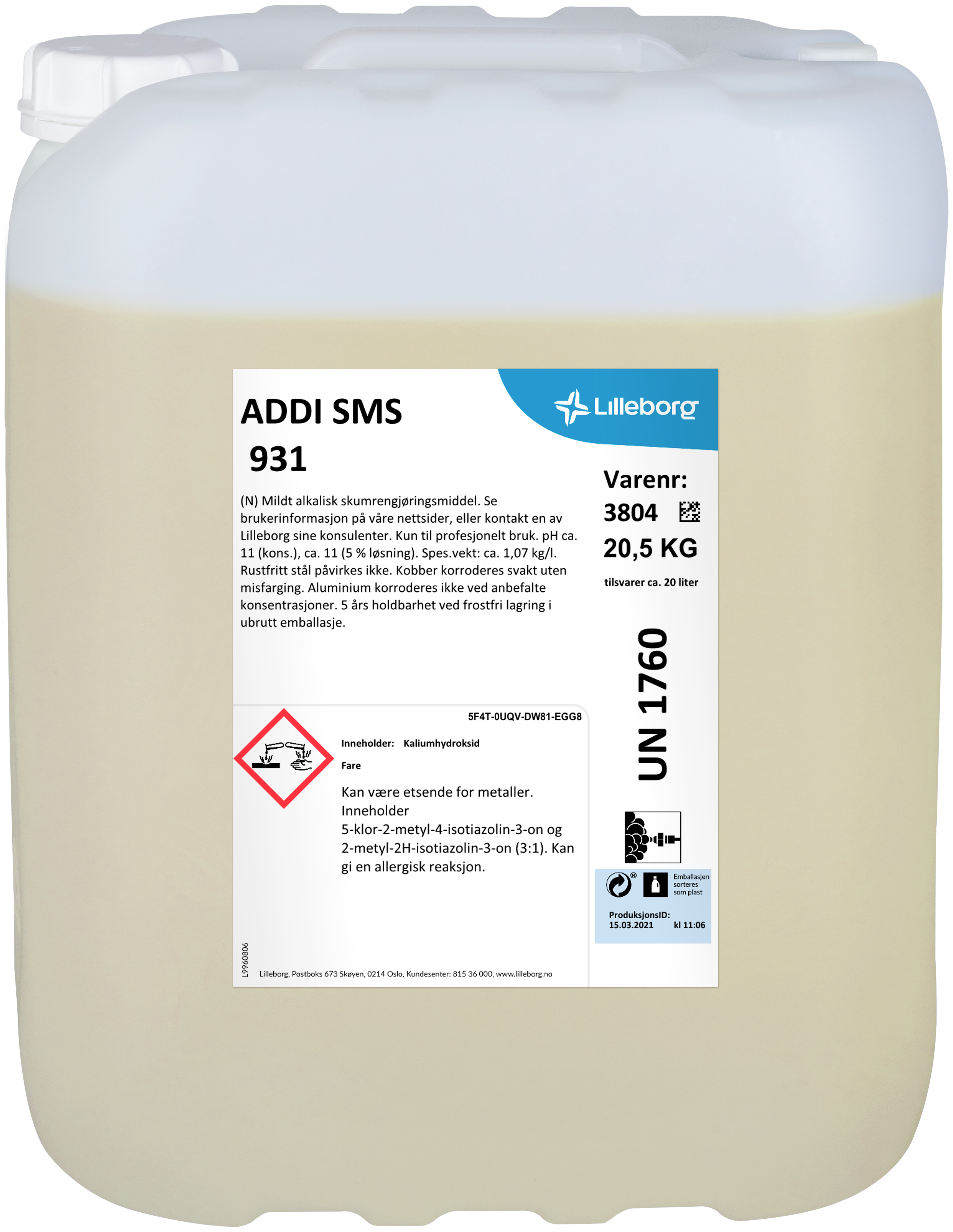 ADDI SMS 931 20.5kg - Alkalisk skumrengjøringsmiddel uten silikat