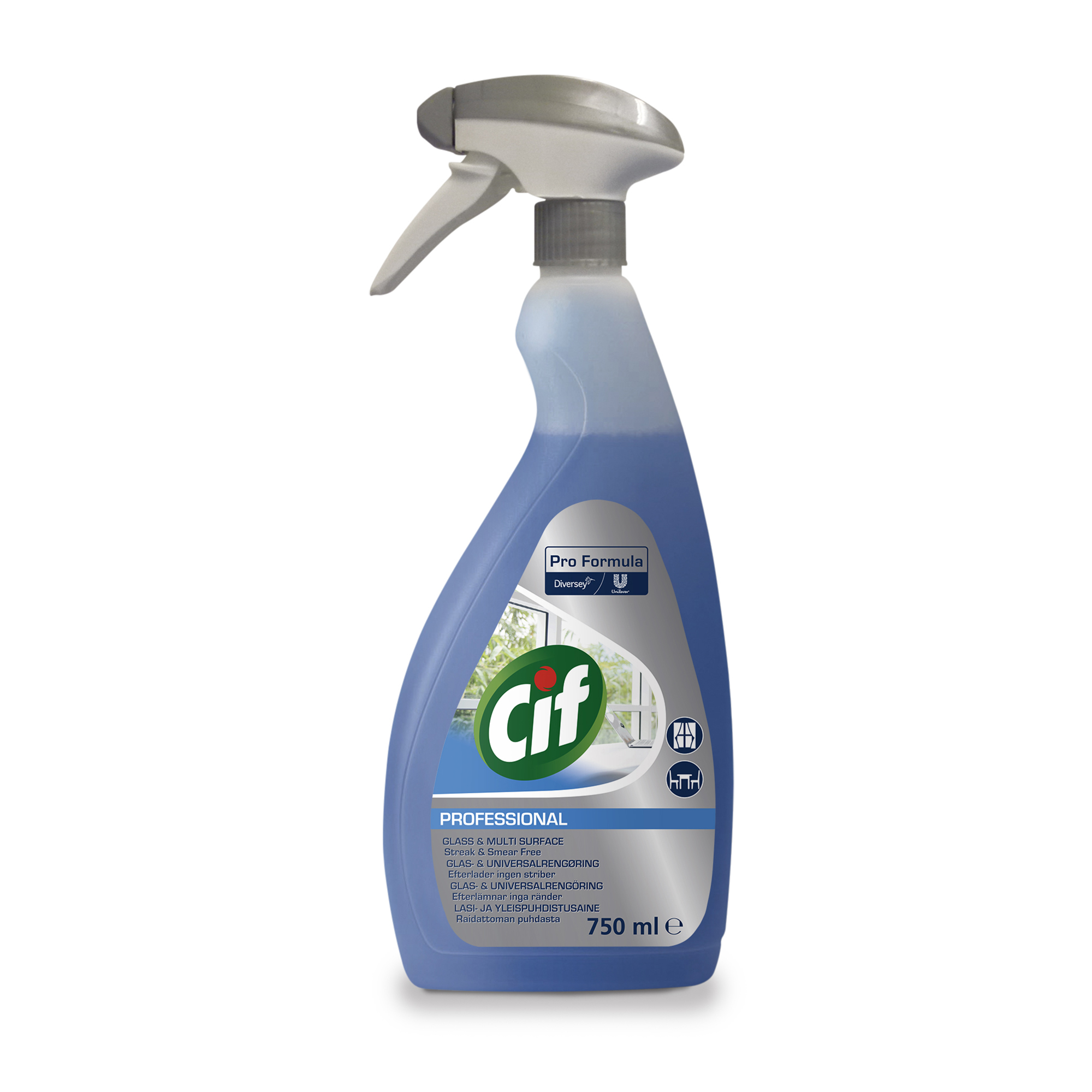 Cif Pro Formula Glass & Multi 6x0.75L - Yleispuhdistusaine lasi- ja muille ei-huokoisille pinnoille