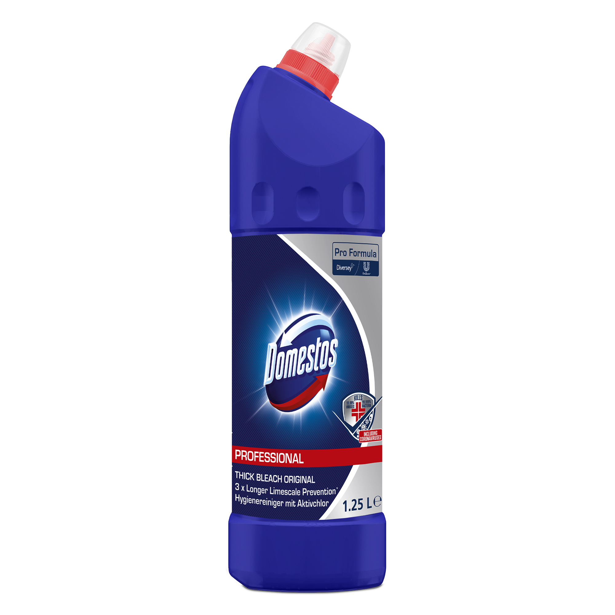 Domestos Professional Original 12x1.25L - Desinfizierendes Bleichmittel mit 3x längerem Kalkschutz*
