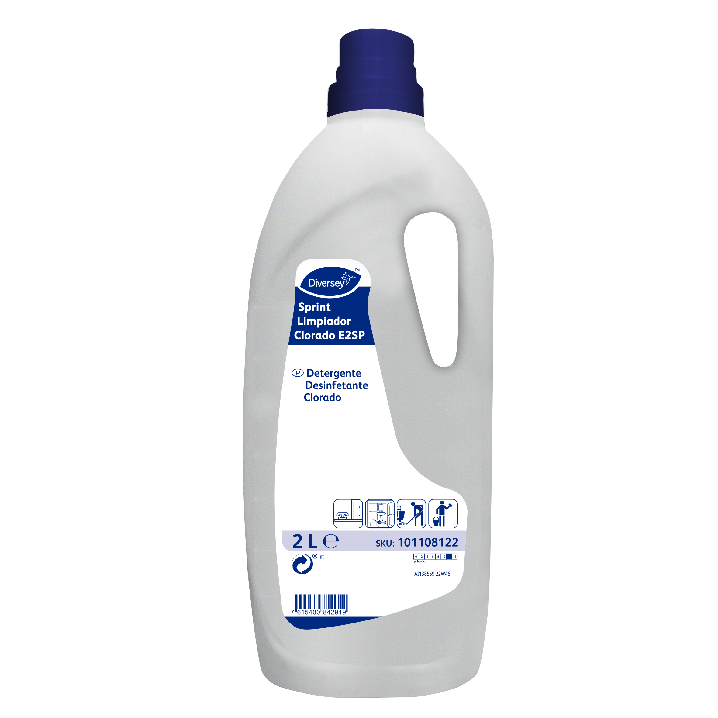 Sprint Limpiador Clorado 6x2L - Produto de limpeza desinfetante para todo o tipo de superfícies resistentes à água