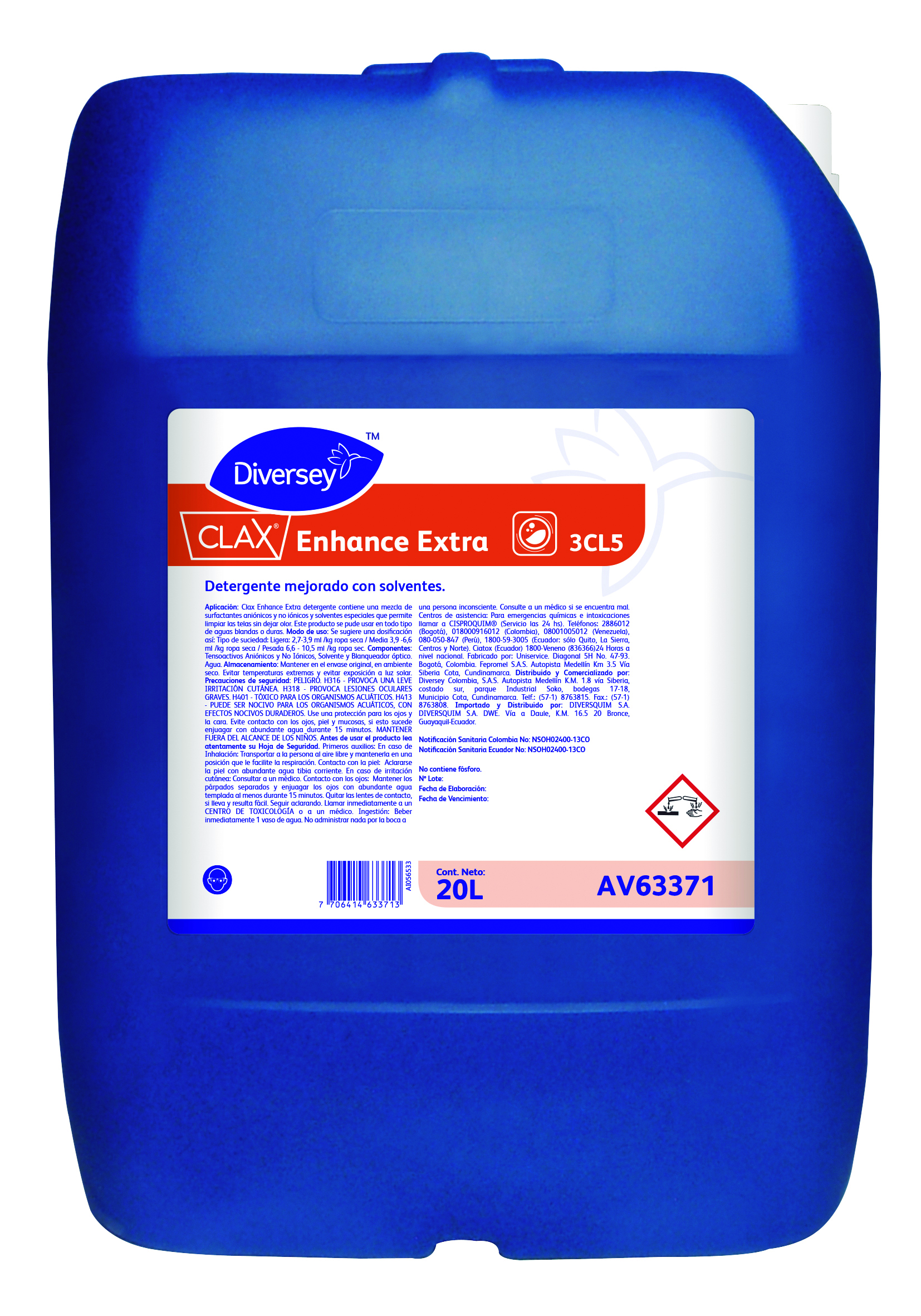 CLAX ENHANCE EXTRA 3CL5 20L - Detergente mejorado con solventes