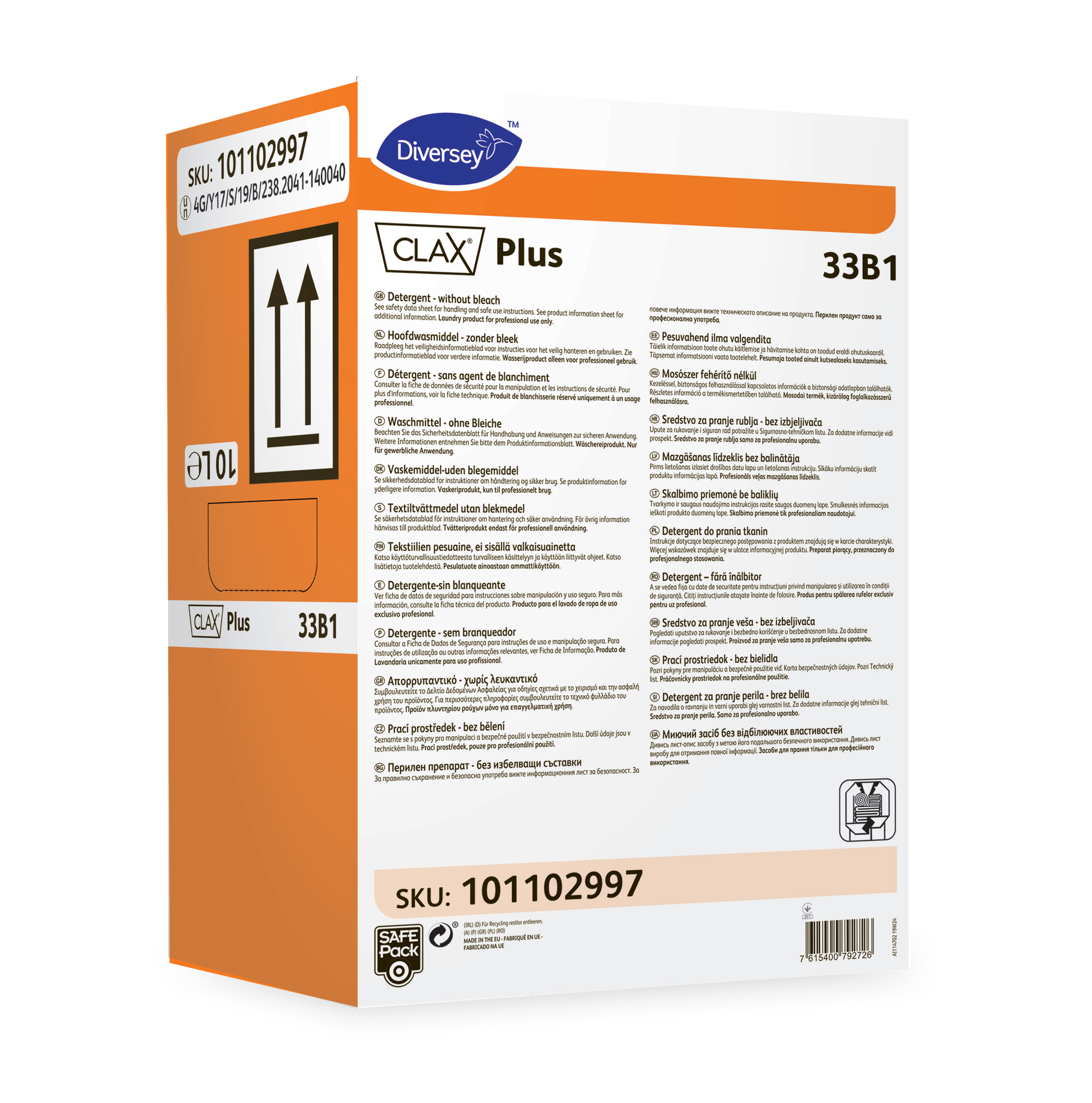 Clax Plus 33B1 10L - Detergent - without bleach
