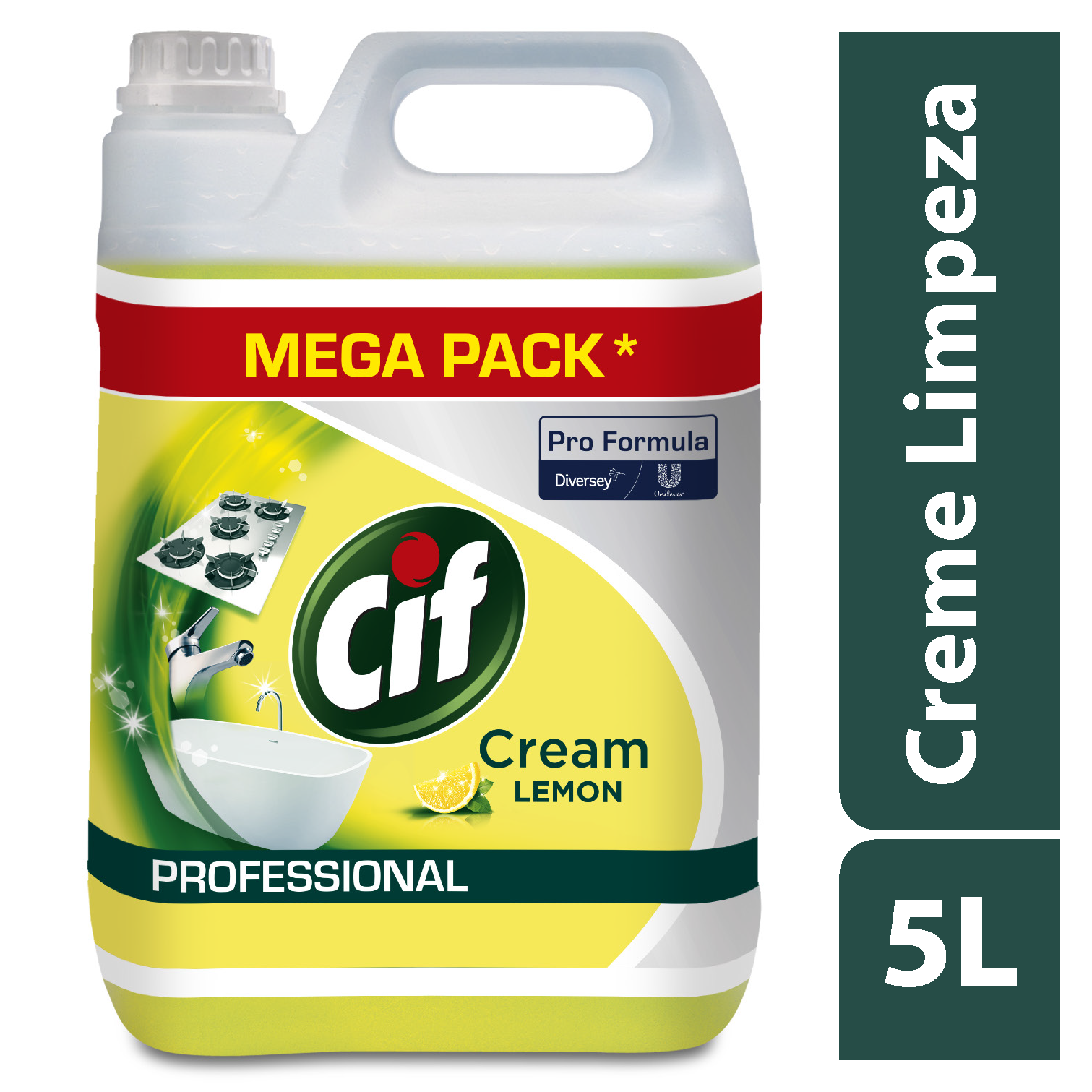 Cif Pro Formula Creme Limão 2x5L - Creme de limpeza com micropartículas naturais