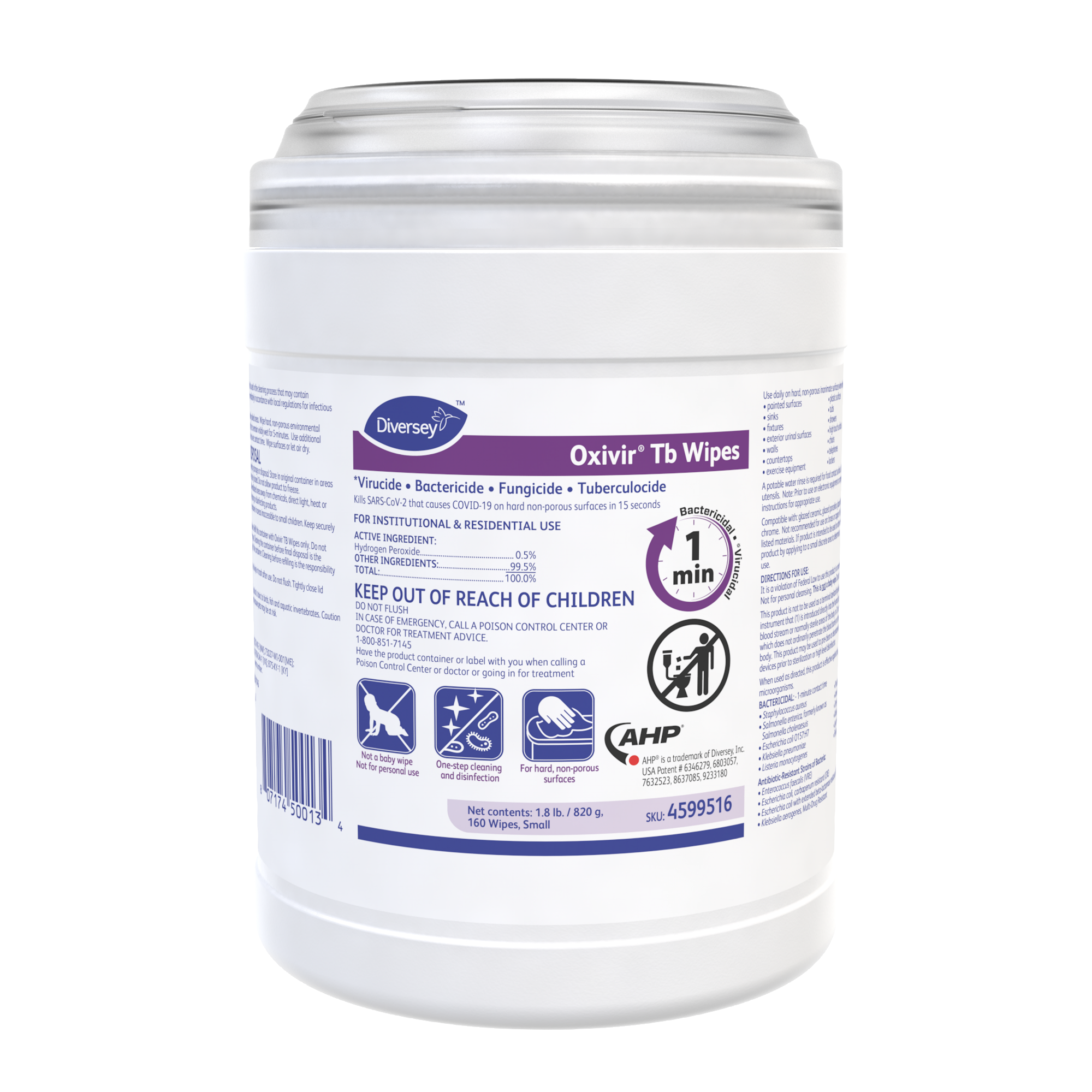 Oxivir® Tb Wipes, 160ea, 12/CT - *Virucidal • Bactericidal • Fungicidal • Tuberculocidal