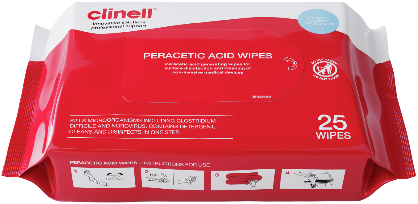 CLINELL PERACETIC ACID WIPES 6x25stk.