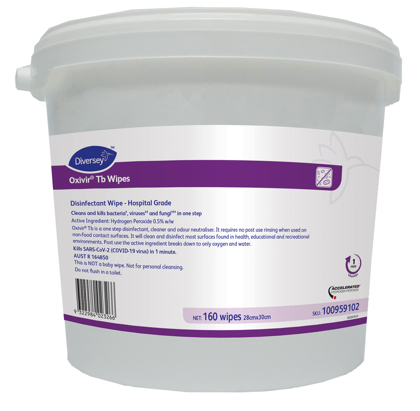 Oxivir Tb Wipes 4x160pc - Large Cleaning and disinfectant wipe for non-critical medical devices and surfaces (Low level instrument grade disinfectant)