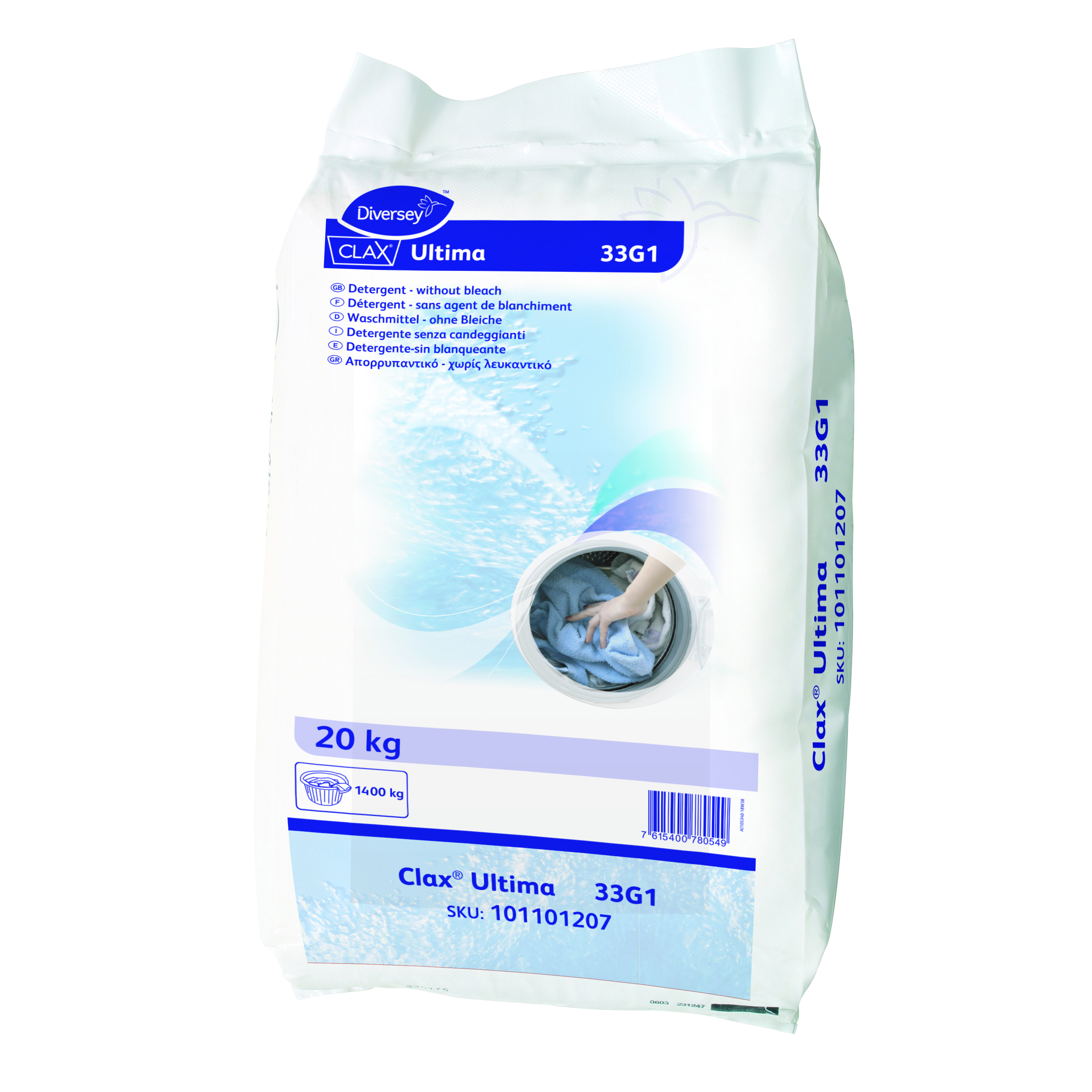 Clax Ultima 33G1 20kg - Pulverförmiges Hauptwaschmittel ohne Bleichmittel