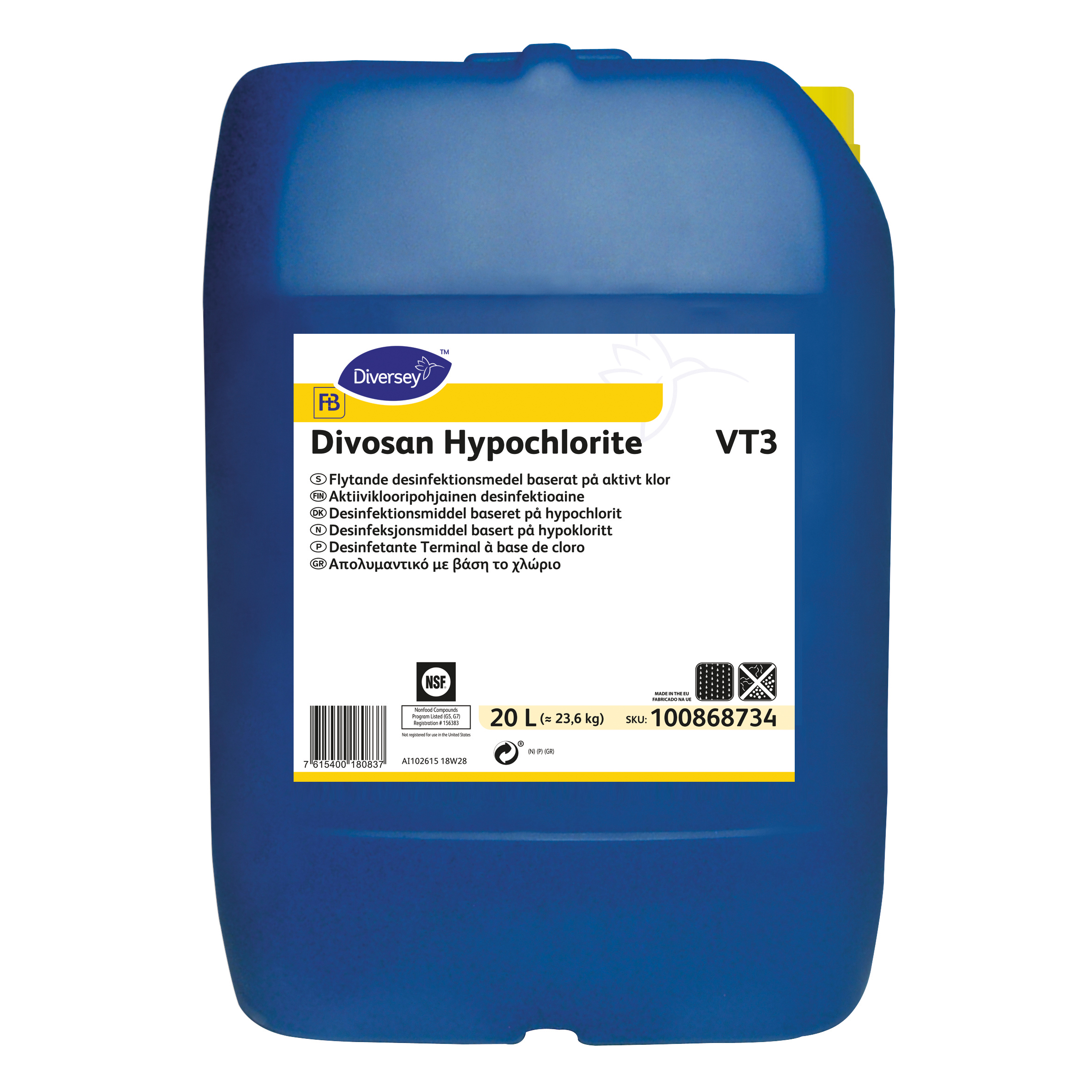 Divosan Hypochlorite VT3 20L - Desinfetante Terminal à base de cloro