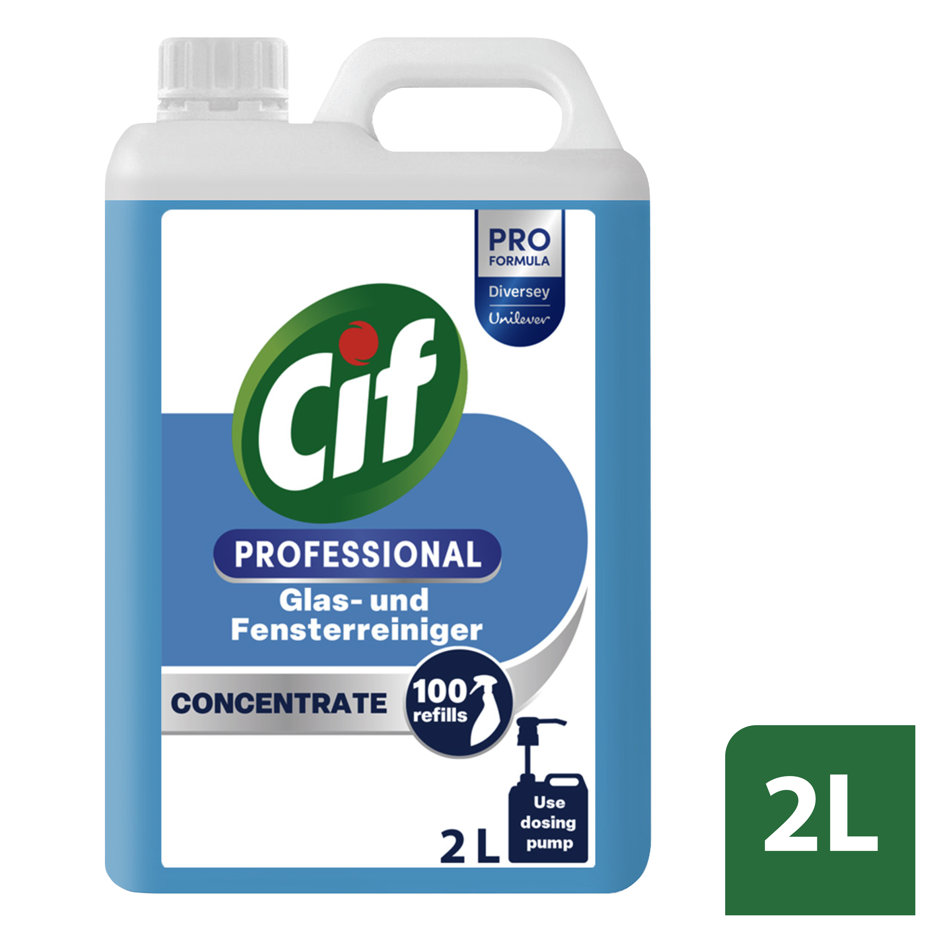 Cif Professional Konzentrierter Glasreiniger 2x2L - Fenster- und Glasreiniger als Konzentrat