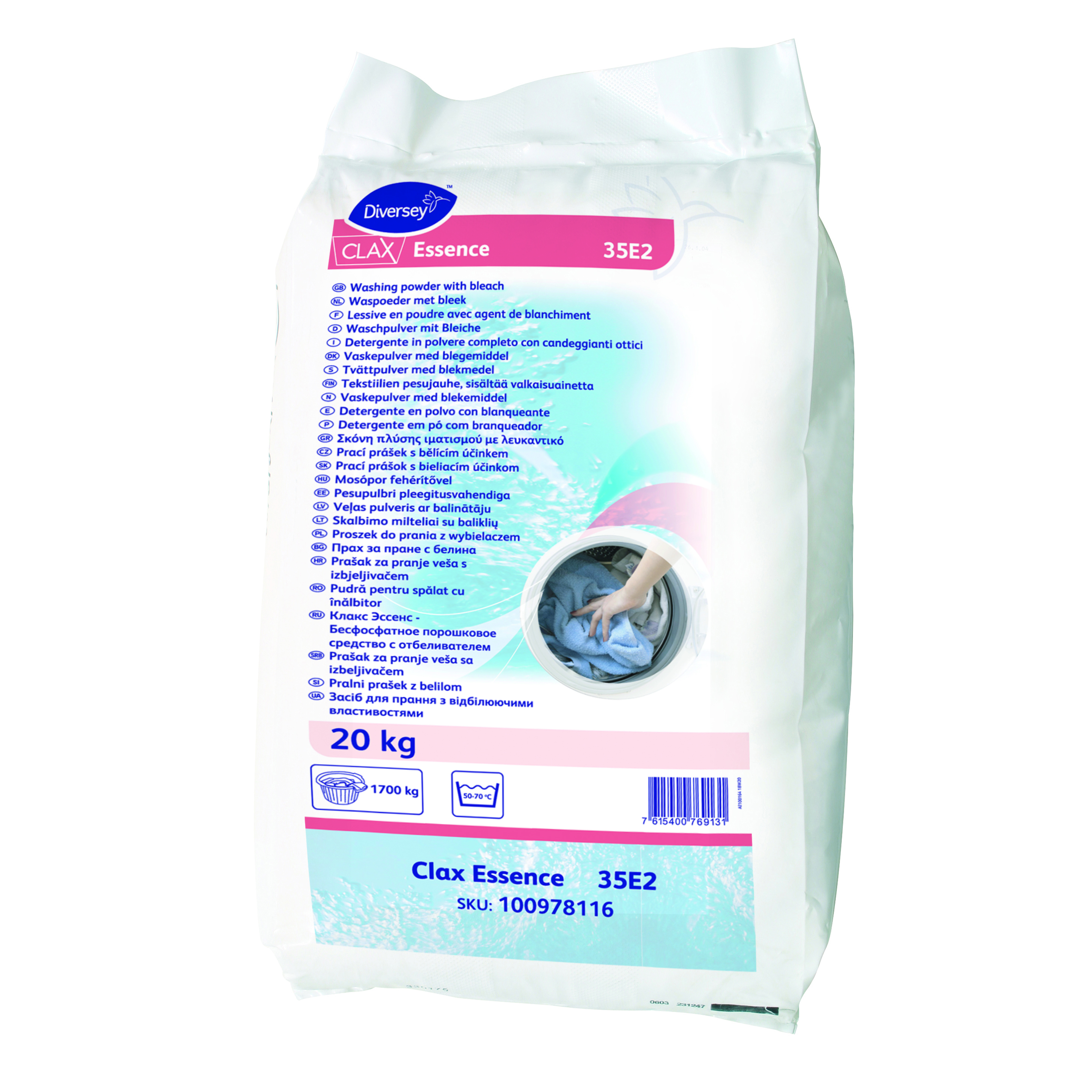 Clax Essence 35E2 20kg - Pó para lavagem de roupa, isento de fosfatos