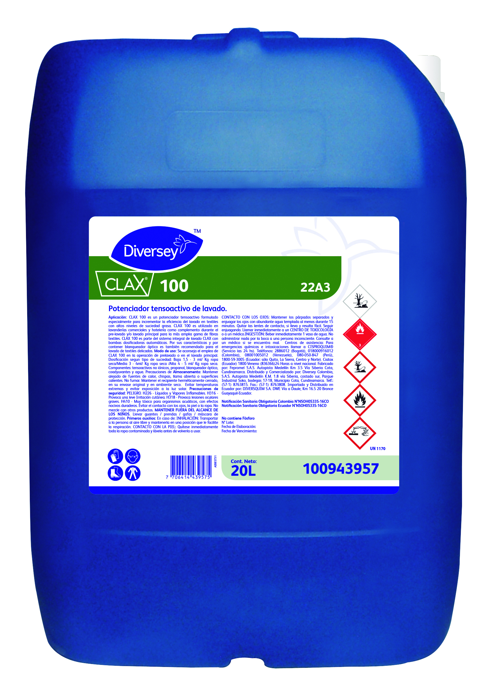 CLAX 100 22A3 20L - Potenciador tensoactivo de lavado