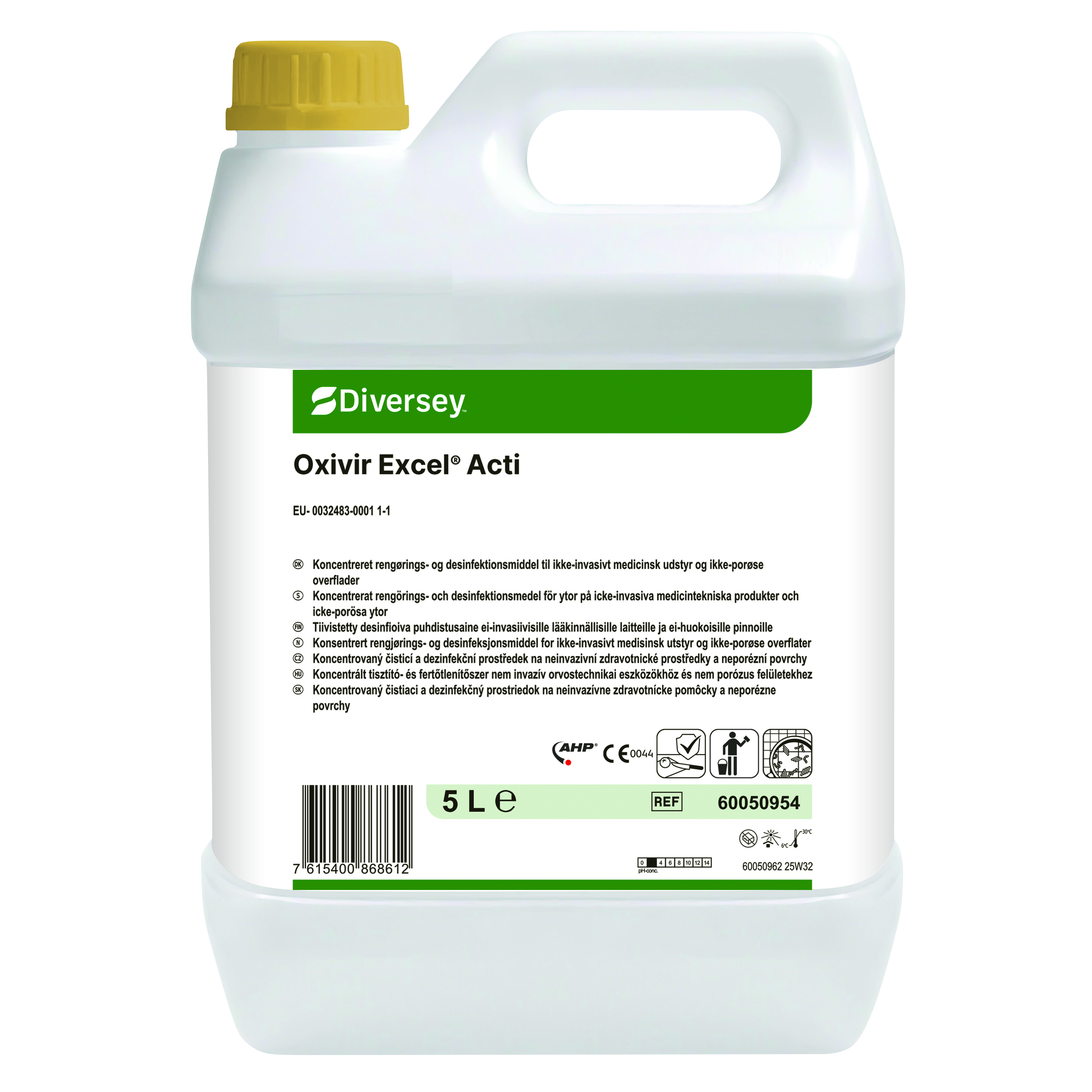 Oxivir Excel Acti 2x5L - Koncentrovaný čisticí dezinfekční prostředek na neporézní tvrdé povrchy a neinvazivní zdravotnické prostředky.