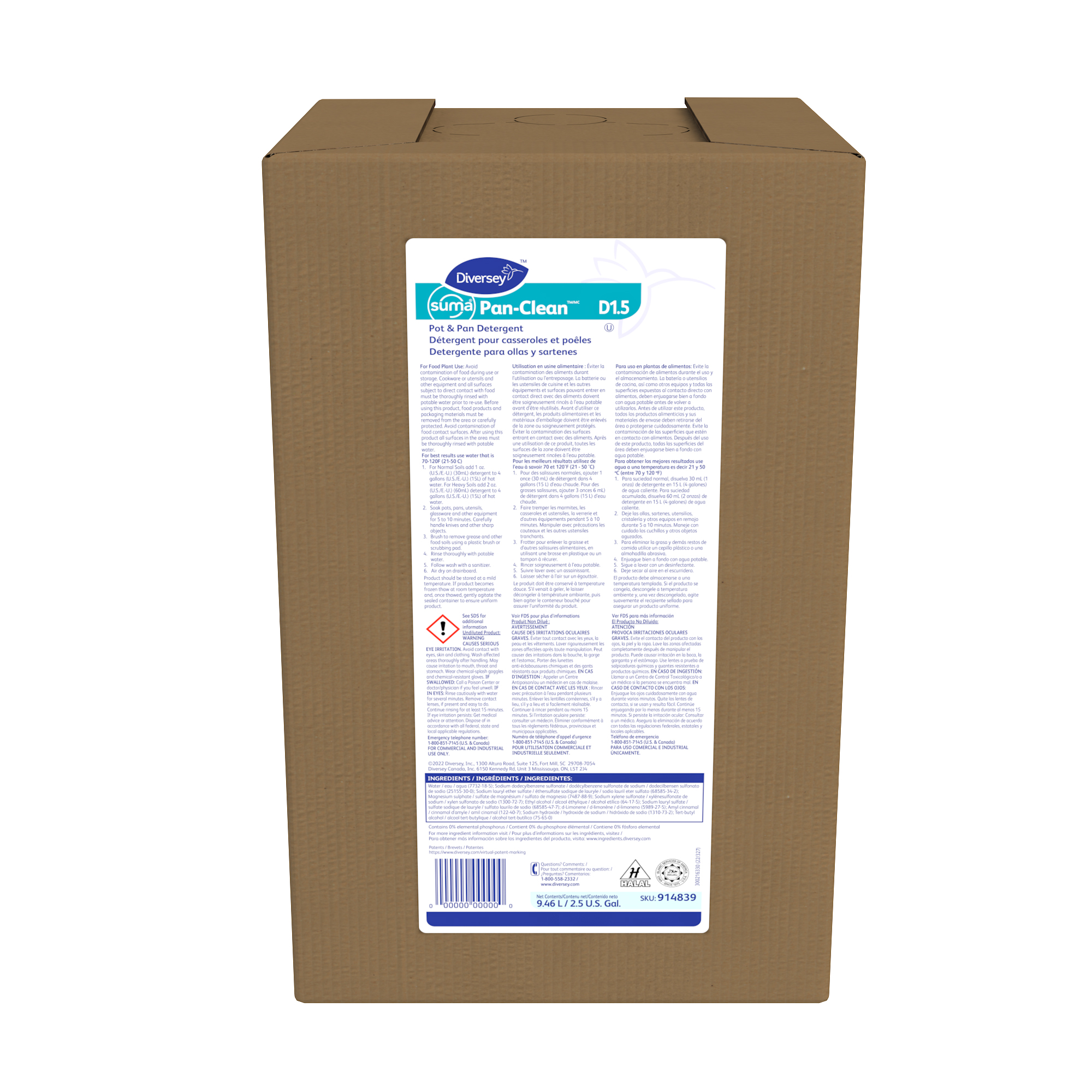 Suma® Pan-CleanTM/MC D1.5 D1.5, 2.5gal - Pot & Pan Detergent