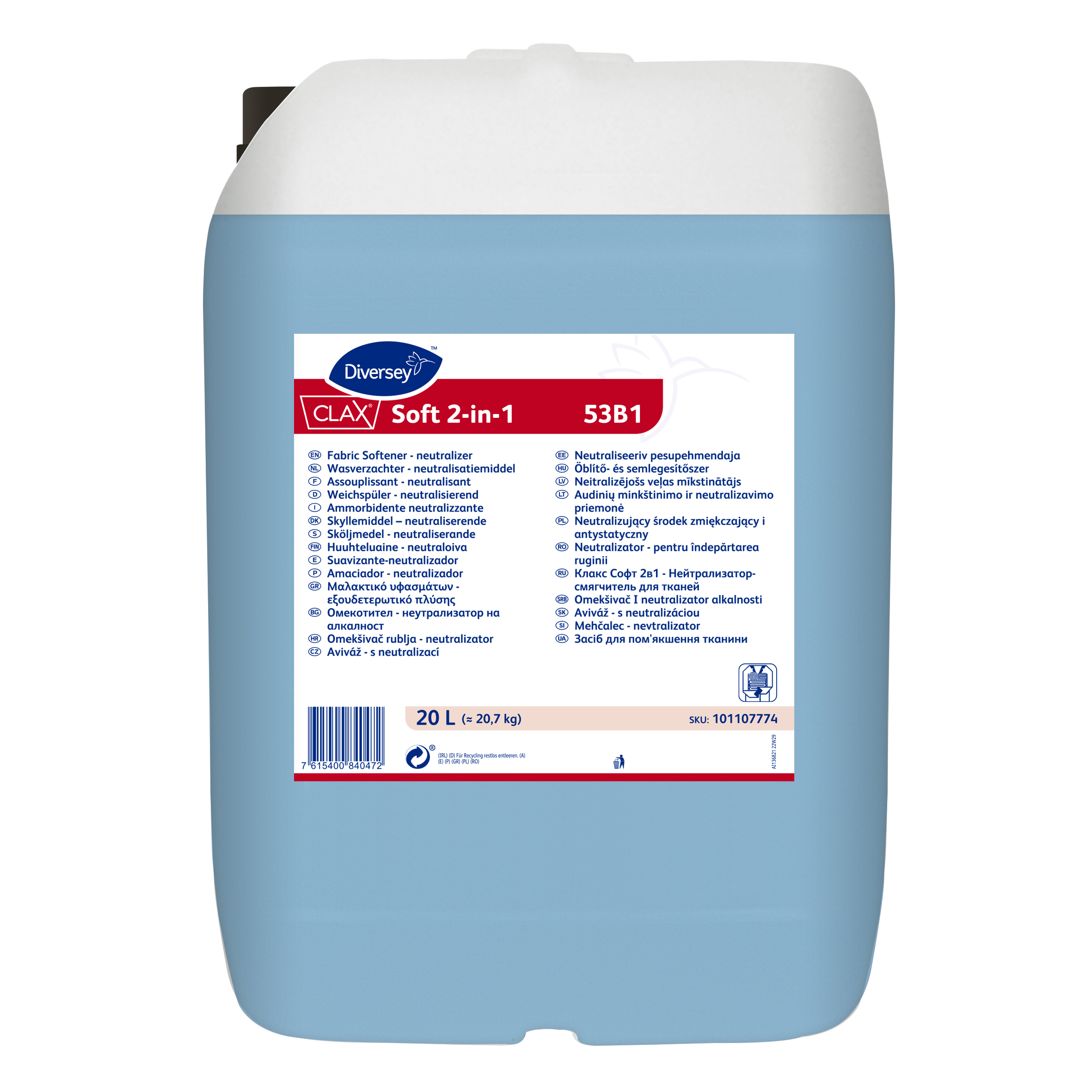 Clax Soft 2-in-1 53B1 20L - Kombinerat neutraliseringsmedel och antistatmedel