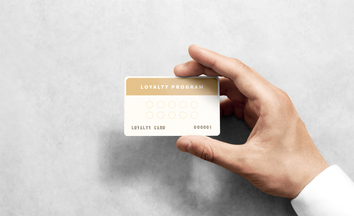 Hand hold loyalty card template with rounded corners