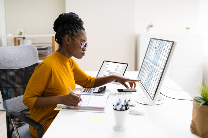  Professional Chartered Accountant Woman Doing Tax