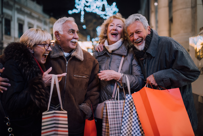 Senior people laughing on the street