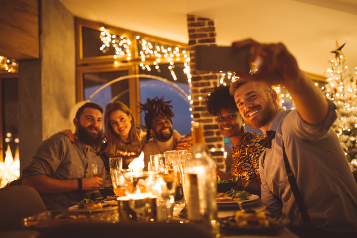 New year dinner celebration selfie