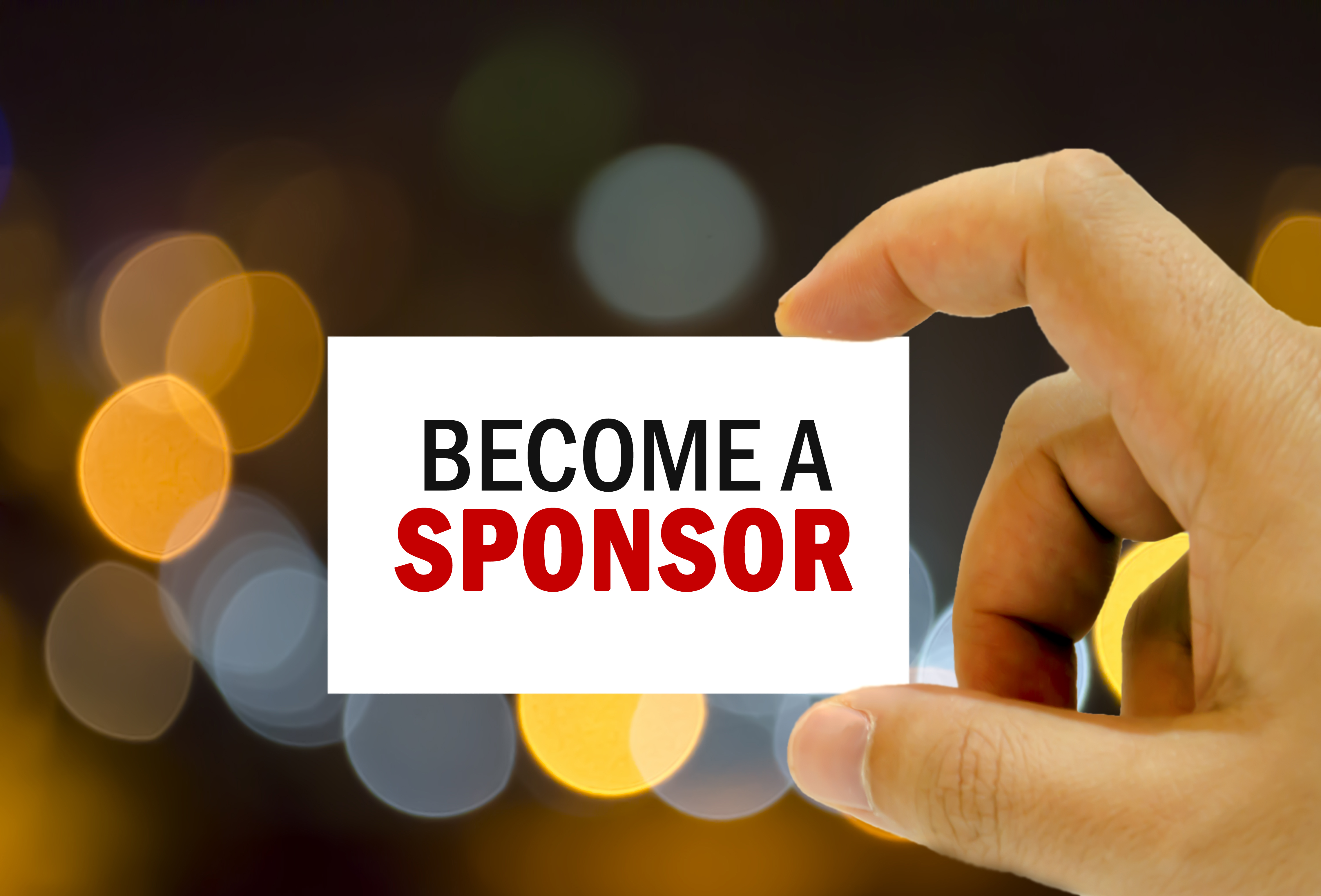 become a sponsor written on business card