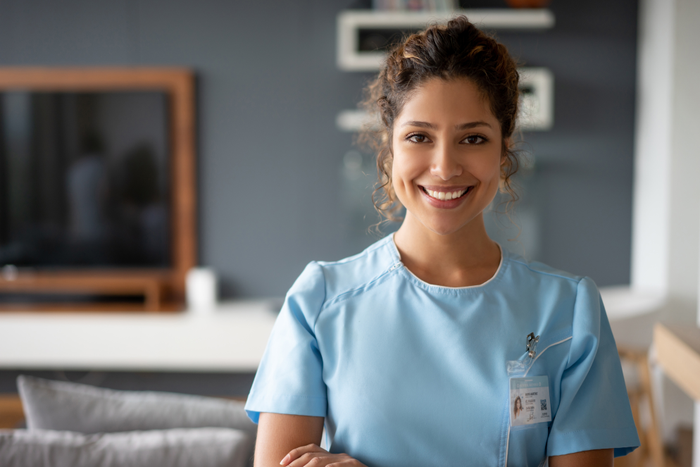 Portrait of a nurse making a house visit