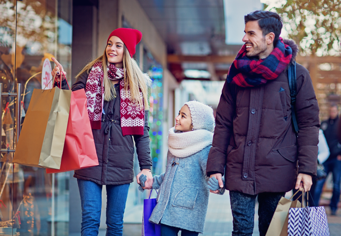 false Young couple is shopping at Christmas