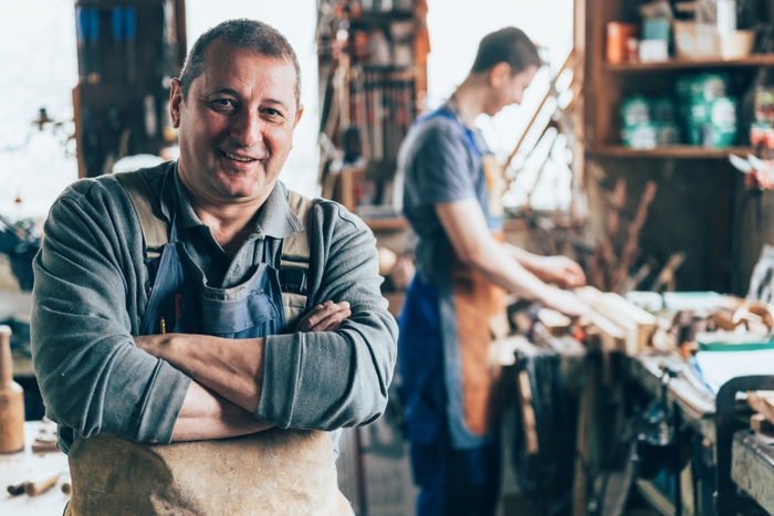 Craftsman in the carpentry workshop
