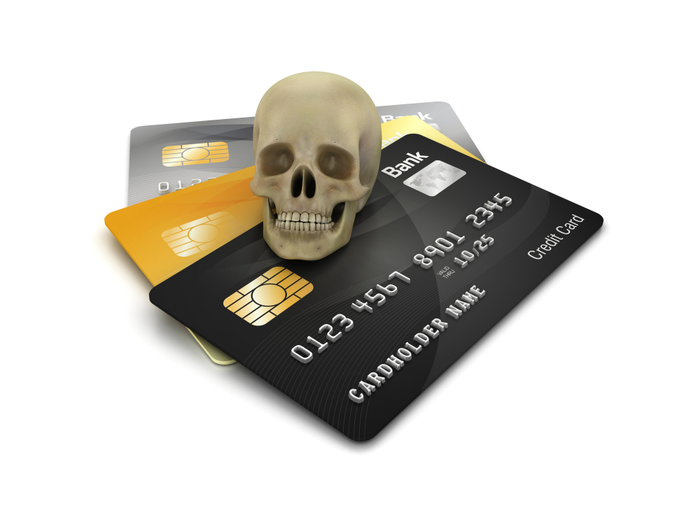 Credit Cards with Skull - 3D Rendering