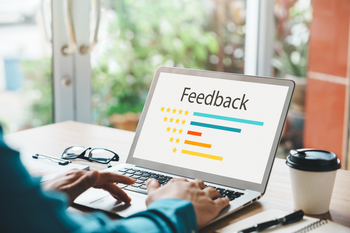 User give rating to service experience on online application, Customer review satisfaction feedback survey concept, Customer can evaluate quality of service leading to reputation ranking of business.