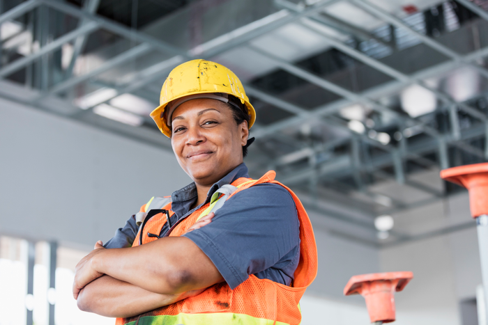 Female African-American construction worker