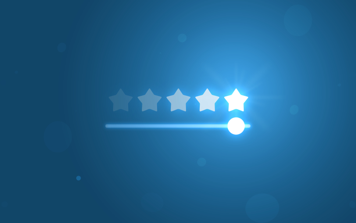 Five star rating review slider bar button background of best ranking service quality satisfaction or 5 score customer feedback rate symbol and success evaluation user experience on excellent stars.