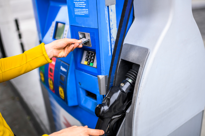 Paying for fuel using a credit card at a gas station
