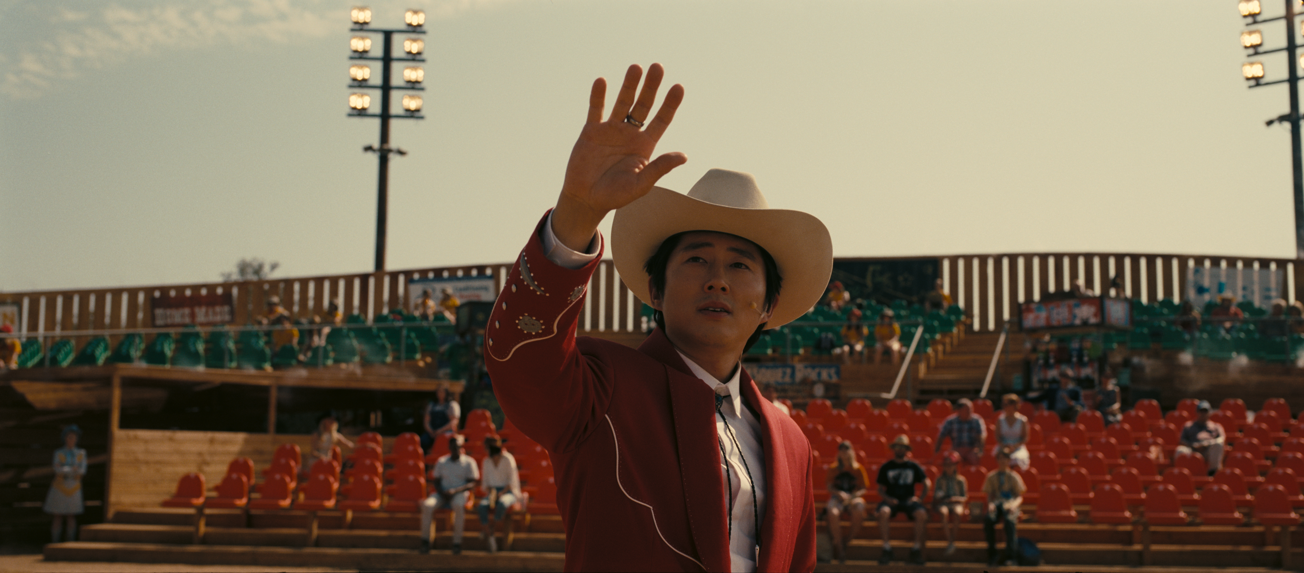 Steven Yeun as Ricky “Jupe” Park in Nope, written, produced and directed by Jordan Peele.